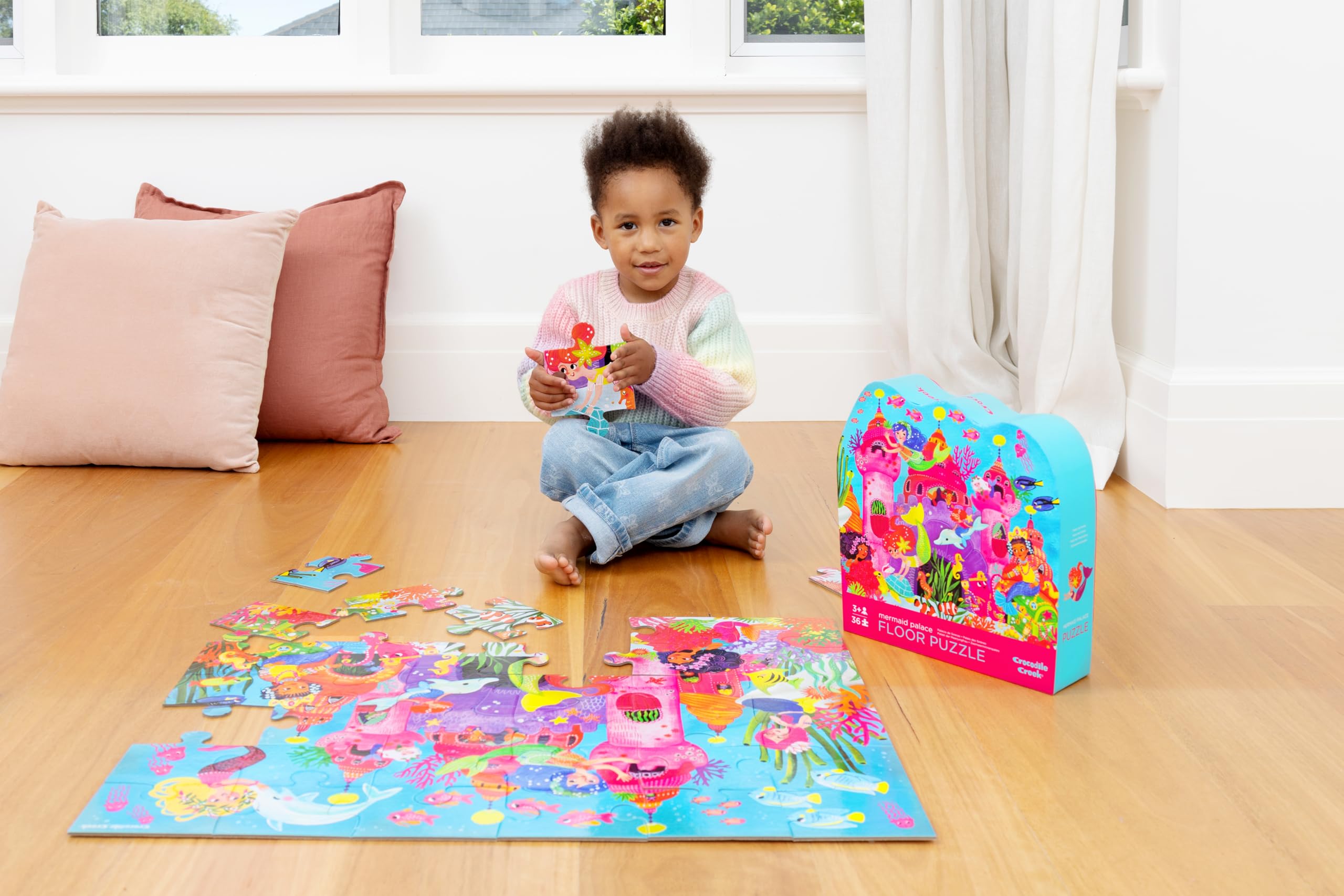 М.A.T CHASE＆Bait Puzzle PZT-508LS Crocodile Creek Mermaid Palace Floor Puzzle (36 Piece), Blue/Green